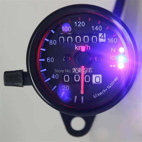 Free Shipping Dual Odometer Motorcycle Led Backlight Kmh Speedometer Gauge Signal Universal