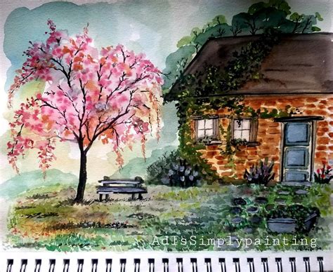 Spring Watercolor Landscape Watercolor Painting