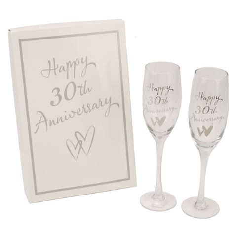 Pearl anniversary gifts for parents. 30TH PEARL WEDDING ANNIVERSARY CHAMPAGNE FLUTES/ GLASSES ...