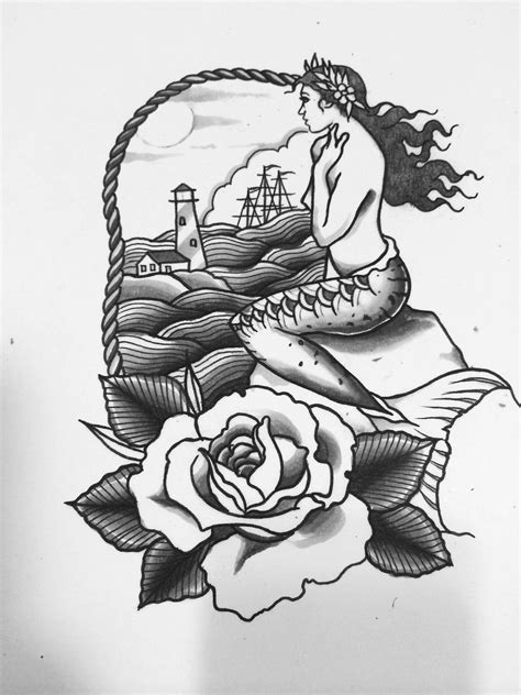 Mermaid Tattoo Flash Neotraditional By Olliet2 At Kaleidoscope Tattoo