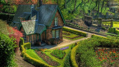 English Cottage And Garden Hd Wallpaper Background Image