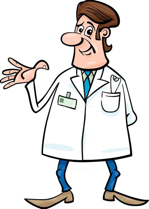 Cartoon Illustration Of Male Medical Doctor In White Coat With