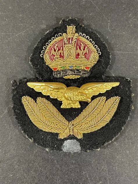 Ww2 British Royal Air Force Raf Officers Bullion Cap Badge 6308