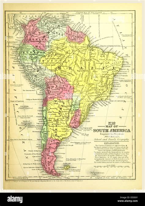 Karte Von Südamerika 19 Jahrhundert Gravur Mitchells Atlas