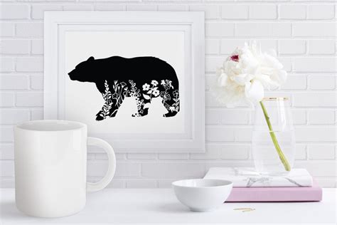 Floral Bear SVG, Floral Baby and Mama Bear SVG Cut Files By Doodle