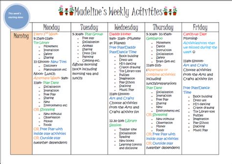Weekly Kids Activity Planner Activities For Kids Weekly Planner
