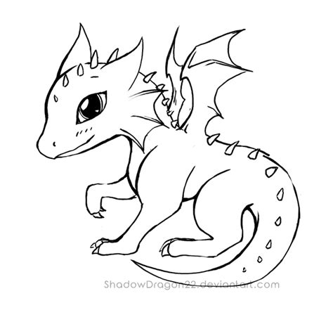 Chibi Dragon Lineart By Shadowdragon22 On Deviantart