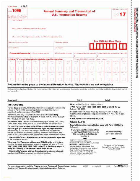 Fillable 1096 Form Printable Forms Free Online