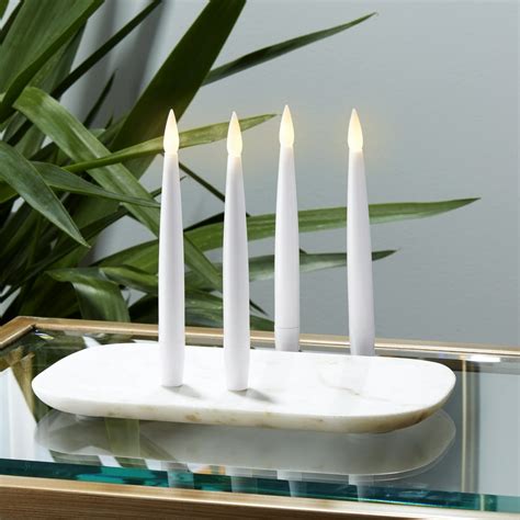 Flameless Led Taper Candles Set Of 4 6 Height White Resin Warm