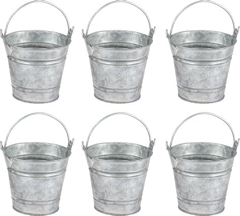 Juvale Mini Metal Buckets With Handles 6 Pack Party Tin Pail