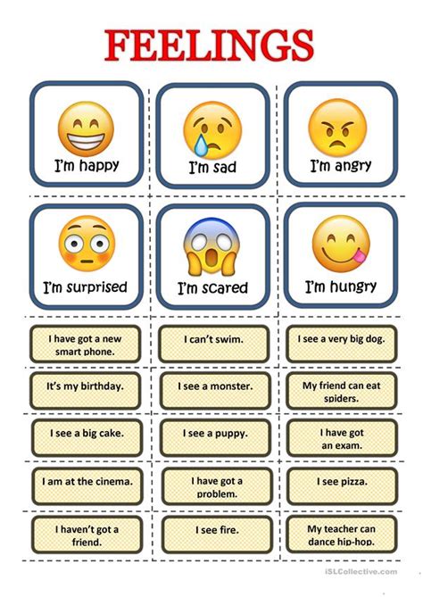 Feelings Matching Activity English Esl Worksheets For