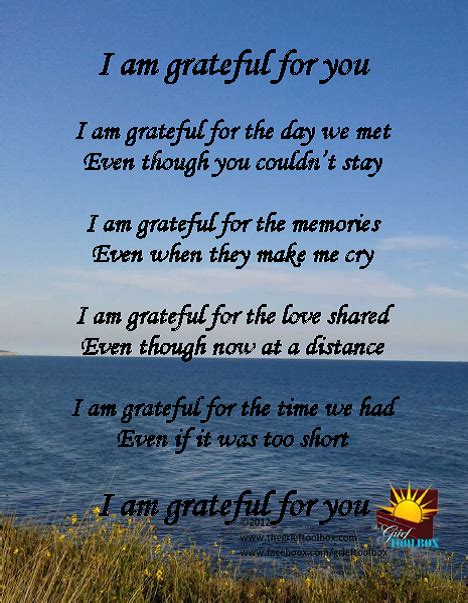 I Am Grateful For You A Poem The Grief Toolbox