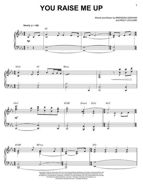 You Raise Me Up Sheet Music By Josh Groban Piano Vocal And Guitar