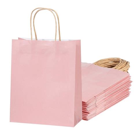 Blush Pink T Bags 24 Pack Glossy Pink Paper Bags With Handle