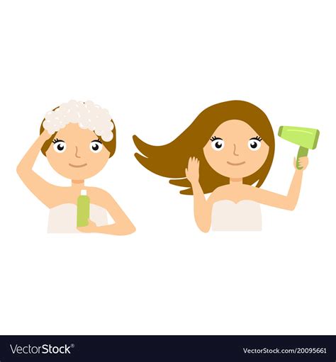 Pretty Woman Soaping Her Head On White Background Vector Image