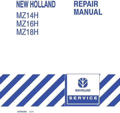 New Holland Mz14h Mz16h Mz18h Zero Turn Radius Mower Service Manual