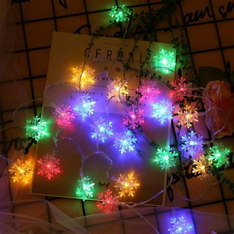Gliving Led Snowflake Fairy Lights Battery Powered Star Snowflake