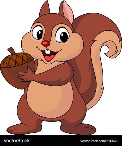 Cute Squirrel With Nut Cartoon
