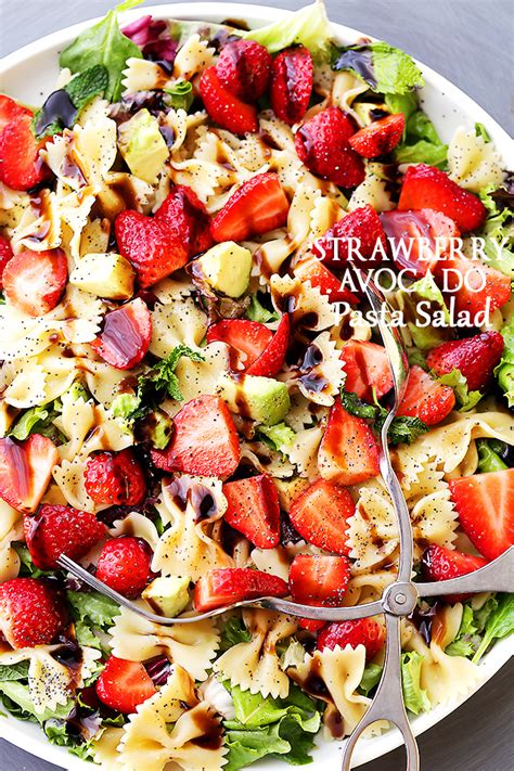 Pasta salad christmas side dish. Strawberry Avocado Pasta Salad with Balsamic Glaze Recipe ...