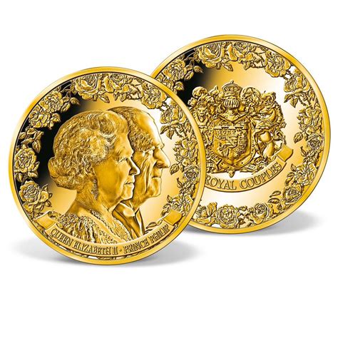 Queen Elizabeth Ii And Prince Philip Commemorative Coin Gold Layered
