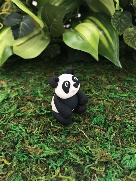 Miniature Cute Polymer Clay Panda Figurine Etsy