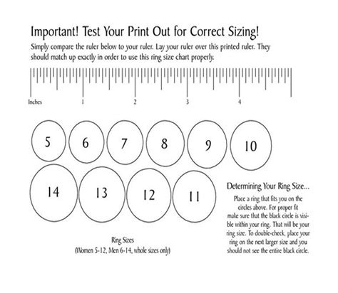 A Printable Ring Size Chart