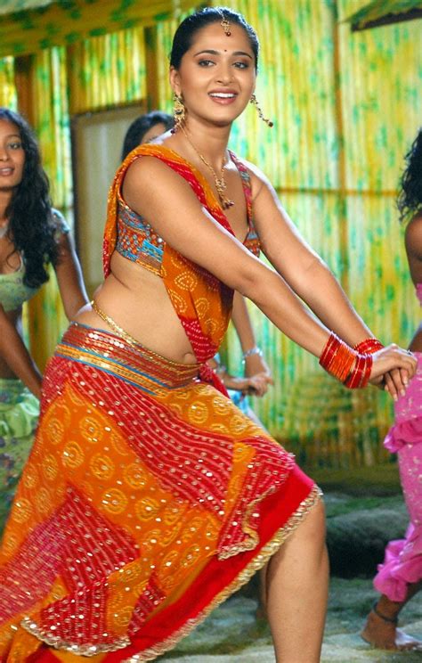 Anushka Shetty Hot Sexy Navel Show From Item Song Stills Saree Below