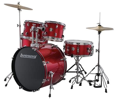 Ludwig Accent Series 5 Piece Drum Set Red Sparkle