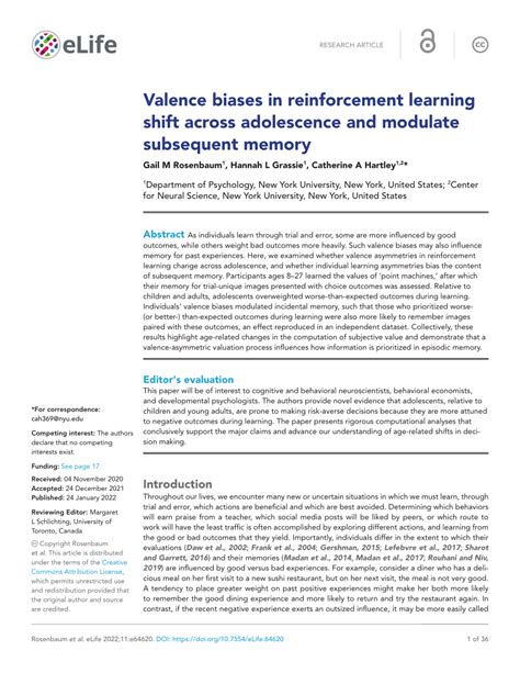 Pdf Valence Biases In Reinforcement Learning Shift Across Adolescence