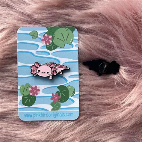 Small Axolotl Enamel Pin Pink Bird Originals