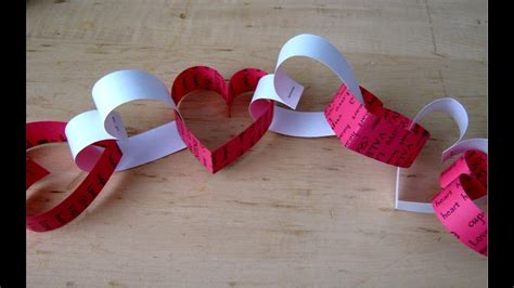 Valentines Day Paper Heart Chain Decoration Youtube