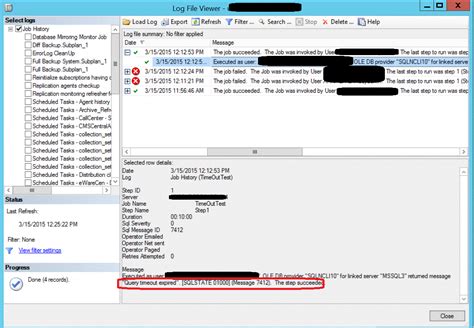 Monitor The Query Timeout Expired Message From A Sql Server Agent Job