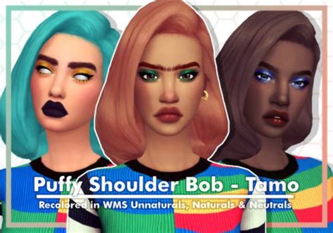 Tamo Puffy Shoulder Bob Hair Recolor Sims 4 Cc Packs Sims Mods Sims