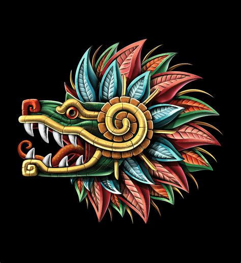 Quetzalcoatl Aztec Feathered Serpent God Digital Art By Nikolay Todorov