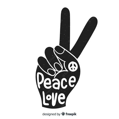 Free Vector Hand Doing The Peace Sign With Hand Drawn Style