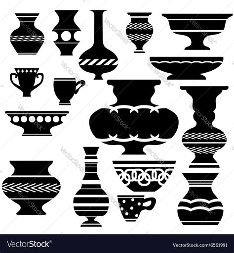 Set Of Vases Silhouettes Royalty Free Vector Image