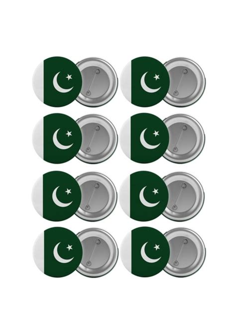 Pakistan Bayrağı Çanta Rozeti Seti 8 Adet En Büyük Boy 5 8Cm Iğne