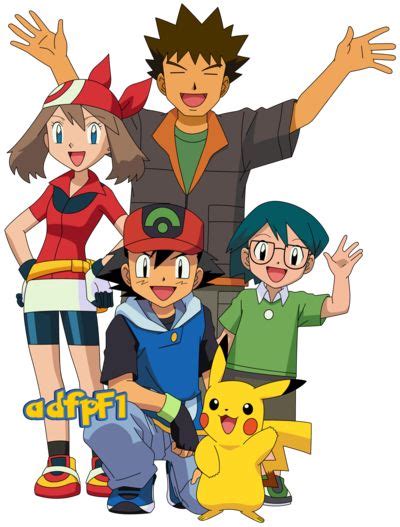 ash ag aura brock max y pikachu 01 by adfpf1 pokemon poster pokemon characters