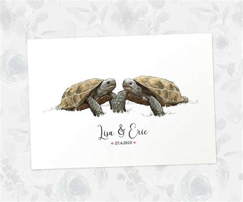 Tortoise Wedding Gift Art Print Tortoise Wedding Party Gift Etsy