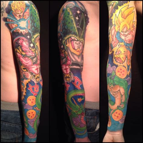 The dragon ball z tattoo took steve butcher 3 days, and approximately 17 hours to complete, pretty impressive. Dragon ball z tattoo sleeve full colour sleeve | Z tattoo, Sleeve tattoos, Dbz tattoo