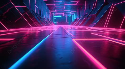 Futuristic 3d Render Of Abstract Background With Neon Lights In Pink