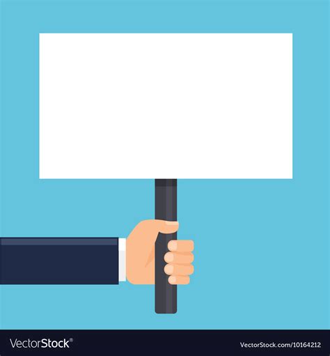 Hand Holding A Sign Or Blank Poster Horizontal Vector Image