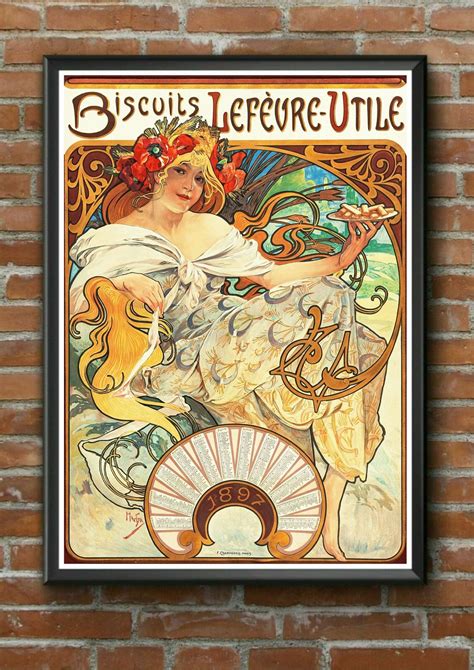 Alphonse Mucha Art Nouveau Poster Prints Biscuits Levefre Art Nouveau