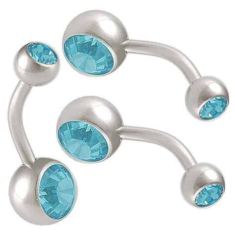 Bodyjewellery 14g 14 Gauge 38 Surgical Steel Belly Button Rings Bulk Set Ear Ball Aqua Crystal