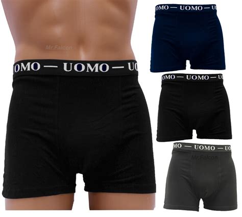 3 Pack Mens Boxers Shorts Uomo Size Xl 4xl Adults Underwear Black