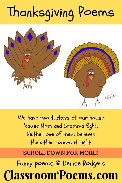 Literacy minute turkey poems for thanksgiving 2. Funny Thanksgiving Poems | Thanksgiving poems, Funny ...