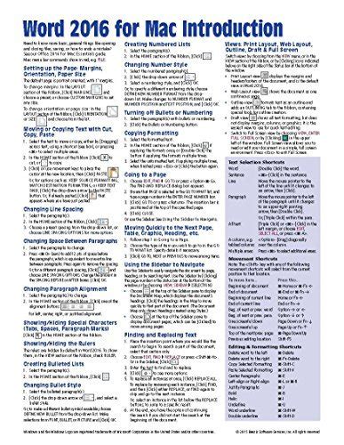 Word 2016 For Mac Introduction Quick Reference Guide Cheat Sheet Of