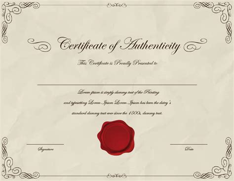 Certificate Of Authenticity Template Best Creative Template Design