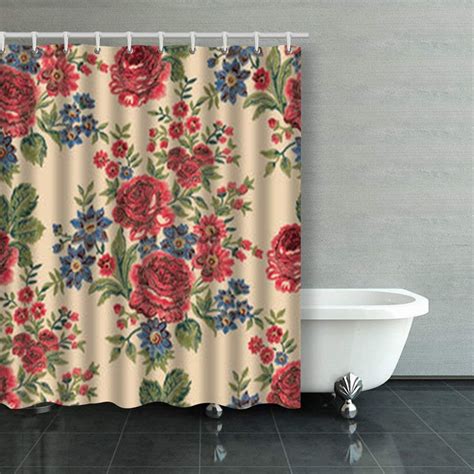 Artjia Embroidery Seamless Floral Pattern Embroidered Shower Curtains