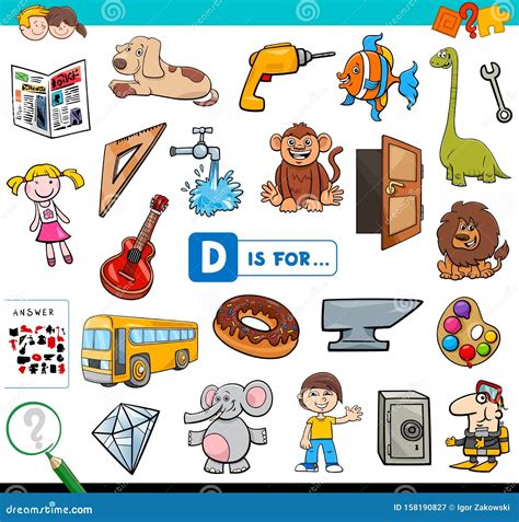 D Is For Educational Task For Children Stock Vector Illustration Of
